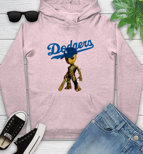 MLB Los Angeles Dodgers Groot Guardians Of The Galaxy Baseball Youth Hoodie 10