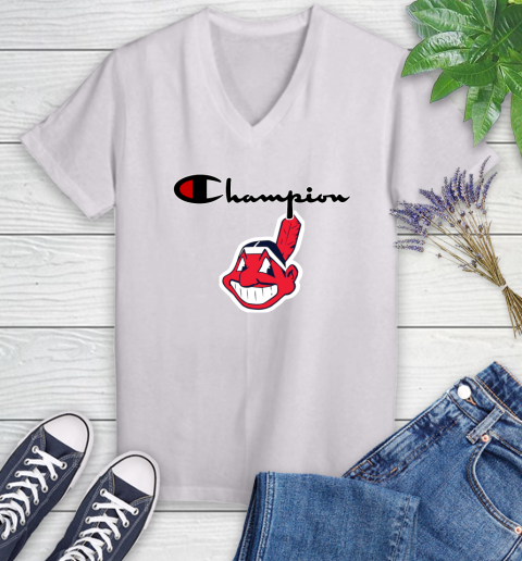 MLB Baseball Cleveland Indians Champion Shirt Women's V-Neck T-Shirt