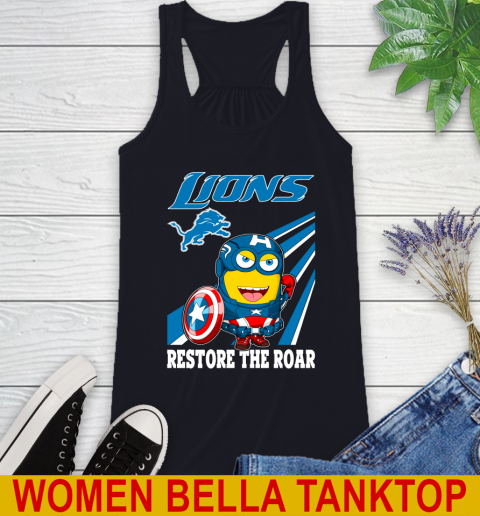NFL Football Detroit Lions Captain America Marvel Avengers Minion Shirt Racerback Tank 8