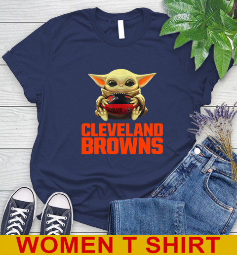 NFL Football Cleveland Browns Baby Yoda Star Wars Shirt Women's T-Shirt 12
