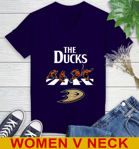 NHL Hockey Anaheim Ducks The Beatles Rock Band Shirt Women's V-Neck T-Shirt 3