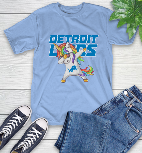 Detroit Lions NFL Football Funny Unicorn Dabbing Sports T-Shirt 23