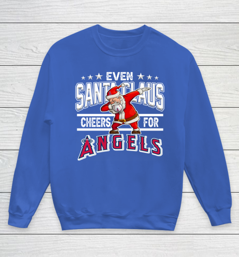 Los Angeles Angels Even Santa Claus Cheers For Christmas MLB Youth Sweatshirt 6