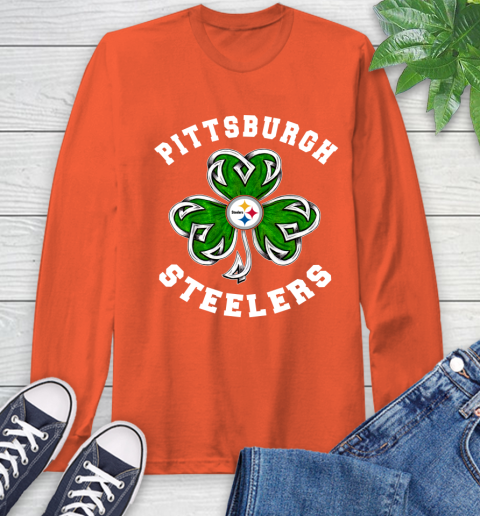 NFL Pittsburgh Steelers Three Leaf Clover St Patrick's Day Football Sports Long Sleeve T-Shirt 4