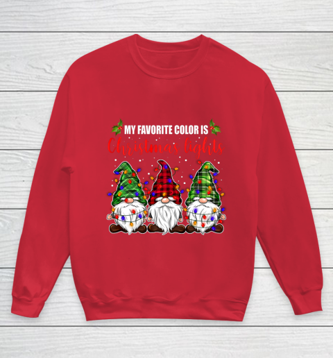 My Favorite Color Is Christmas Light Gnome Merry Christmas Youth Sweatshirt 7