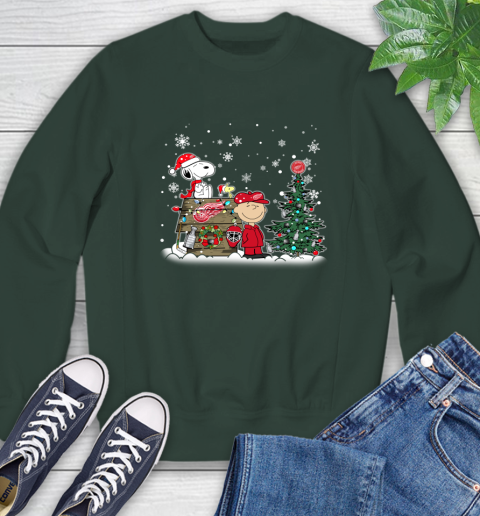 NHL Detroit Red Wings Snoopy Charlie Brown Woodstock Christmas Stanley Cup Hockey Sweatshirt 12