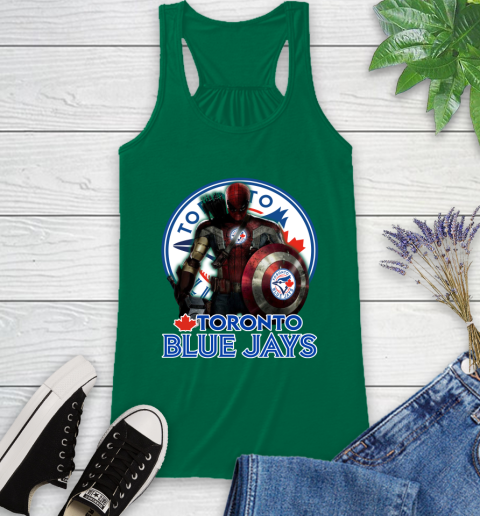 MLB Captain America Thor Spider Man Hawkeye Avengers Endgame Baseball Toronto Blue Jays Racerback Tank 7