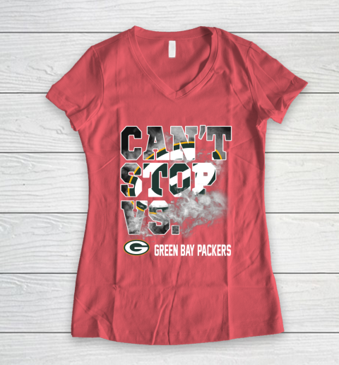 NFL Green Bay Packers Can't Stop Vs Women's V-Neck T-Shirt 4