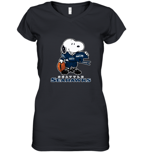 Snoopy A Strong And Proud Seattle Seahawks Player NFL Women's V-Neck T-Shirt