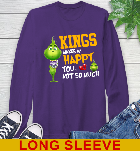 NBA Sacramento Kings Makes Me Happy You Not So Much Grinch Basketball Sports Long Sleeve T-Shirt 5