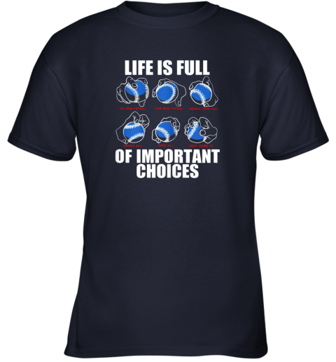 w8r8 types of baseball pitches shirt life choices pitcher gift youth t shirt 26 front navy