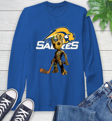 Buffalo Sabres NHL Hockey Groot Marvel Guardians Of The Galaxy Long Sleeve T-Shirt 9