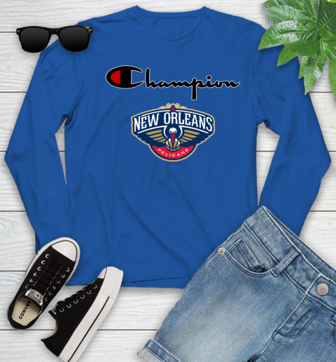 NBA Basketball New Orleans Pelicans Champion Shirt Youth Long Sleeve 7