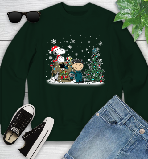 NHL San Jose Sharks Snoopy Charlie Brown Woodstock Christmas Stanley Cup Hockey Youth Sweatshirt 9