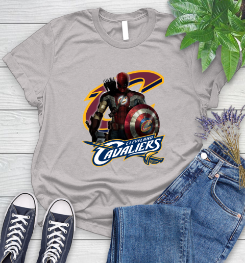 Cleveland Cavaliers NBA Basketball Captain America Thor Spider Man Hawkeye Avengers Women's T-Shirt 10