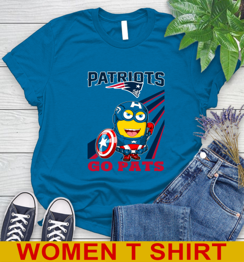NFL Football New England Patriots Captain America Marvel Avengers Minion Shirt Women's T-Shirt 8