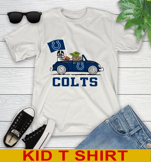 NFL Football Indianapolis Colts Darth Vader Baby Yoda Driving Star Wars Shirt Youth T-Shirt 12