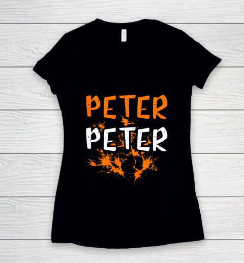 Mens Couples Costume Peter Peter Pumpkin Eater Splash Halloween Women's V-Neck T-Shirt