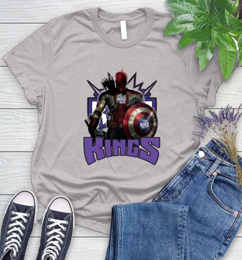 Sacramento Kings NBA Basketball Captain America Thor Spider Man Hawkeye Avengers Women's T-Shirt 10