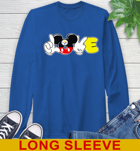 Pittsburgh Steelers NFL Football Love Mickey Disney Sports Long Sleeve T-Shirt 9