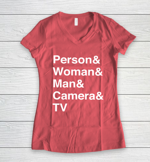 Person Woman Man Camera TV Women's V-Neck T-Shirt 4