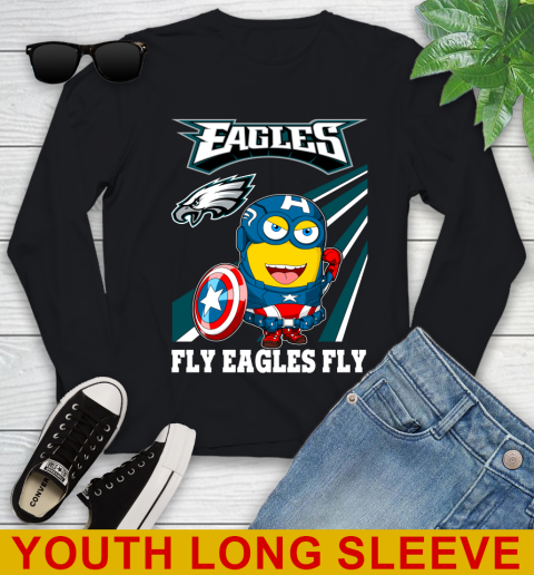 NFL Football Philadelphia Eagles Captain America Marvel Avengers Minion Shirt Youth Long Sleeve