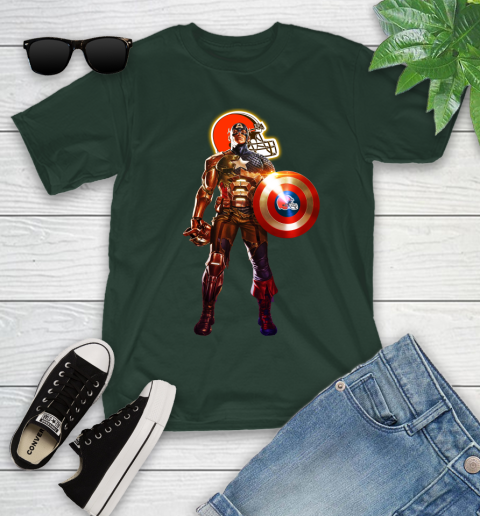 NFL Captain America Marvel Avengers Endgame Football Sports Cleveland Browns Youth T-Shirt 5