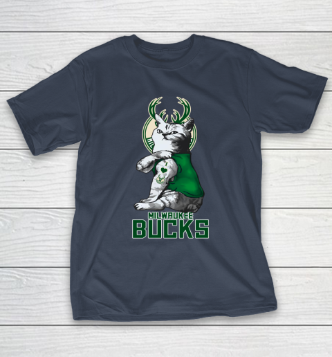 NBA Basketball My Cat Loves Milwaukee Bucks T-Shirt 3
