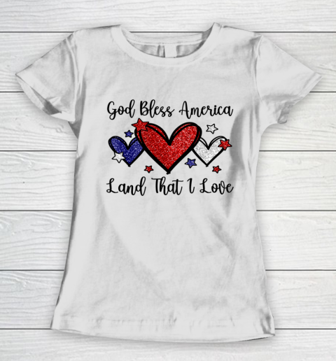 God Bless America Land That I Love Cute Patriotic Christian Women's T-Shirt