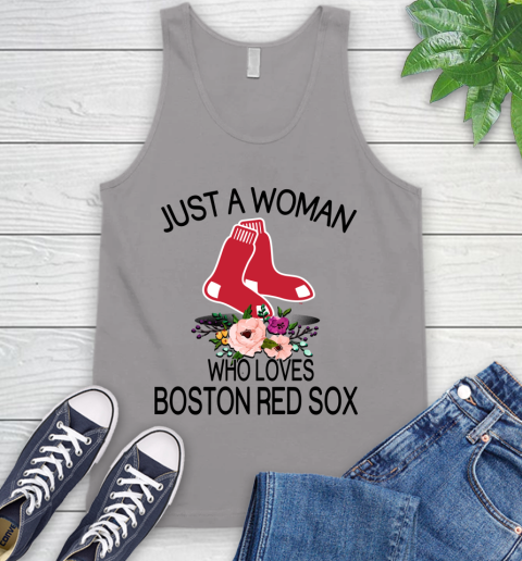 MLB Just A Woman Who Loves Boston Red Sox Baseball Sports Tank Top 2