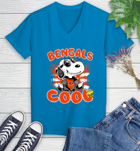 NFL Football Cincinnati Bengals Cool Snoopy Shirt Women's V-Neck T-Shirt 5