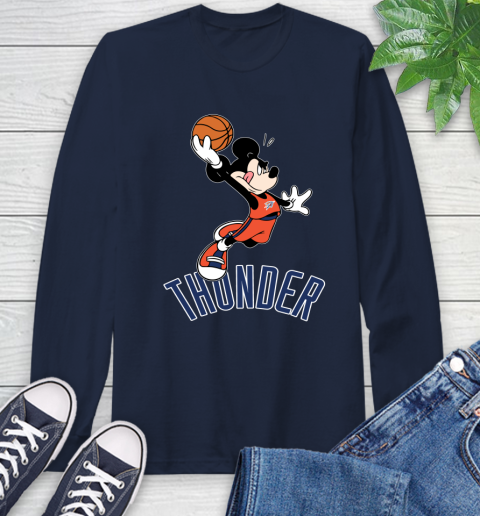 NBA Basketball Oklahoma City Thunder Cheerful Mickey Mouse Shirt Long Sleeve T-Shirt 4