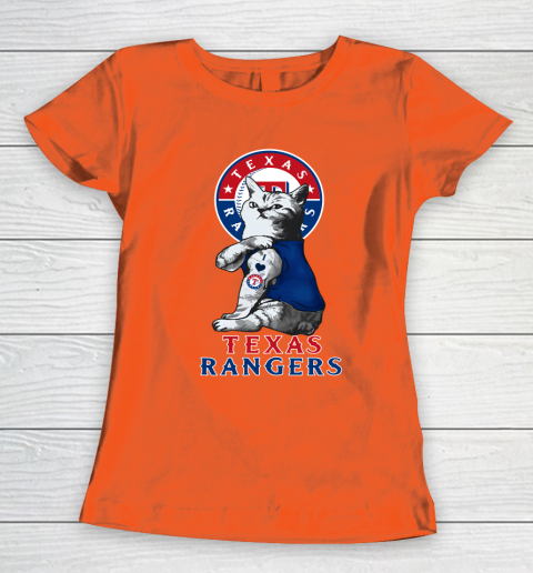 MLB Baseball My Cat Loves Texas Rangers Women's T-Shirt 3
