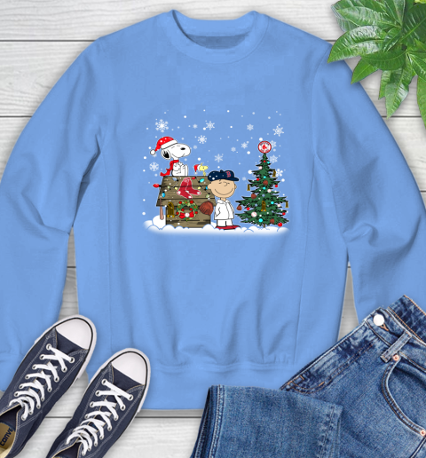 MLB Boston Red Sox Snoopy Charlie Brown Christmas Baseball Commissioner's Trophy Sweatshirt 11