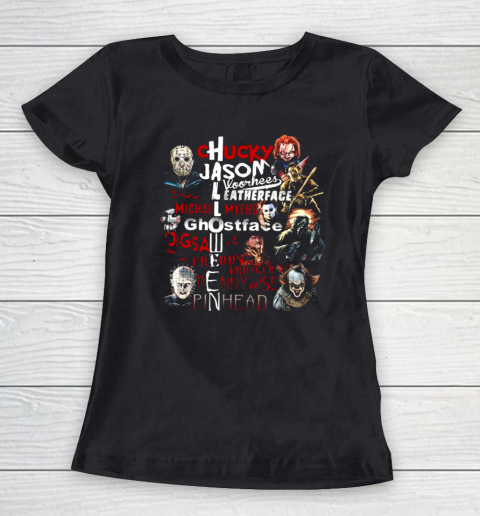 Chucky Jason Leatherface Michael Myers Ghostface Halloween Women's T-Shirt
