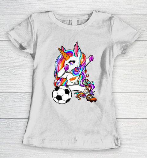Dabbing Unicorn Cyprus Soccer Fans Jersey Cypriot Football Women's T-Shirt