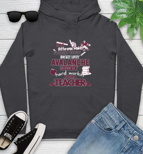 Colorado Avalanche NHL I'm A Difference Making Student Caring Hockey Loving Kinda Teacher Youth Hoodie 8