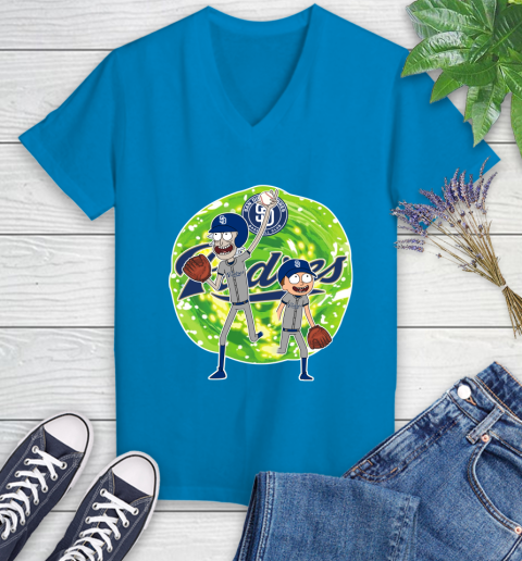 MLB San Diego Padres Rick And Morty Baseball Sports Women's V-Neck T-Shirt 7