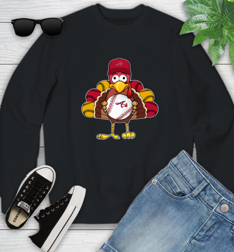 Atlanta Braves Turkey thanksgiving Youth Sweatshirt 2