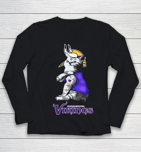 NFL Football My Cat Loves Minnesota Vikings Youth Long Sleeve