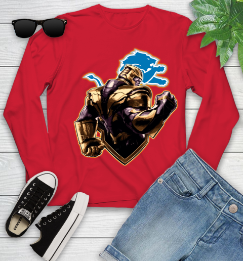 NFL Thanos Avengers Endgame Football Sports Detroit Lions Youth Long Sleeve 11
