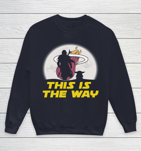 Miami Heat NBA Basketball Star Wars Yoda And Mandalorian This Is The Way Youth Sweatshirt 2