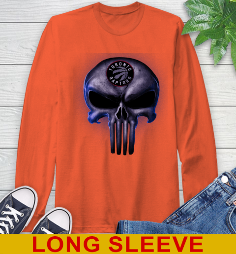 Toronto Raptors NBA Basketball Punisher Skull Sports Long Sleeve T-Shirt 4