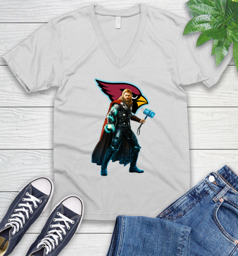 NFL Thor Avengers Endgame Football Arizona Cardinals V-Neck T-Shirt