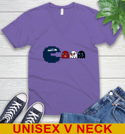Seattle Seahawks NFL Football Pac Man Champion V-Neck T-Shirt 9