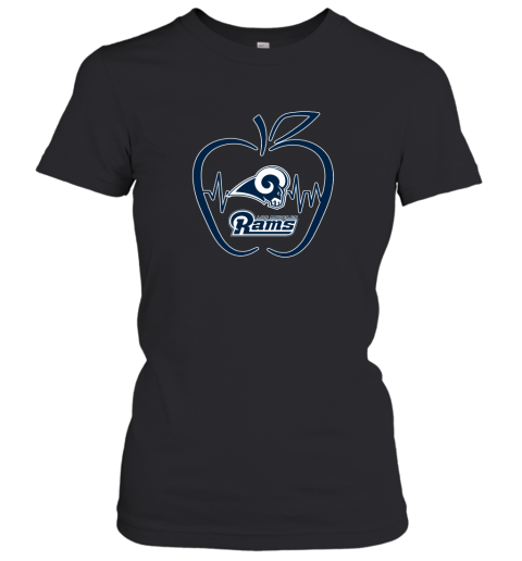 Apple Heartbeat Teacher Symbol Los Angeles Rams Women's T-Shirt