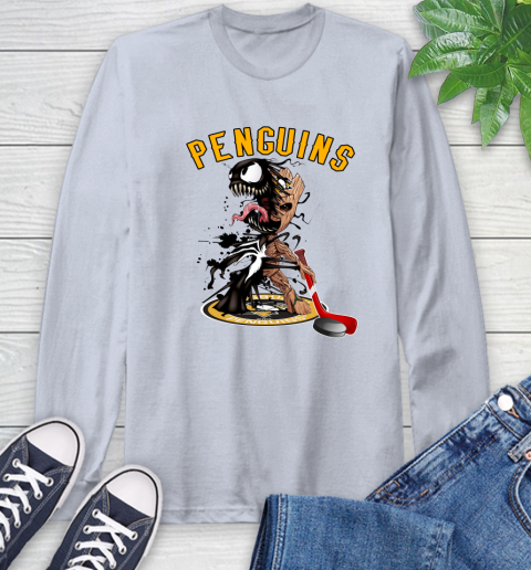 NHL Pittsburgh Penguins Hockey Venom Groot Guardians Of The Galaxy Long Sleeve T-Shirt 6