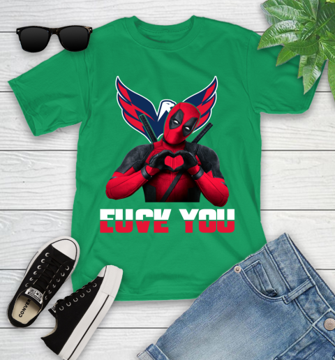 NHL Washington Capitals Deadpool Love You Fuck You Hockey Sports Youth T-Shirt 8