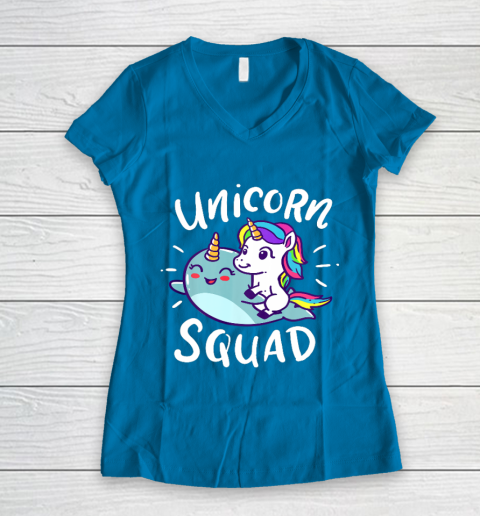 Unicorn Squad Narwhal Funny Cute Birthday Party Present Gift Women's V-Neck T-Shirt 5