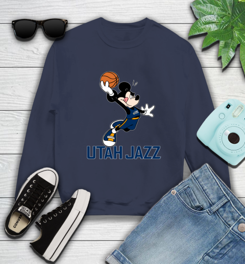 NBA Basketball Utah Jazz Cheerful Mickey Mouse Shirt Sweatshirt 3
